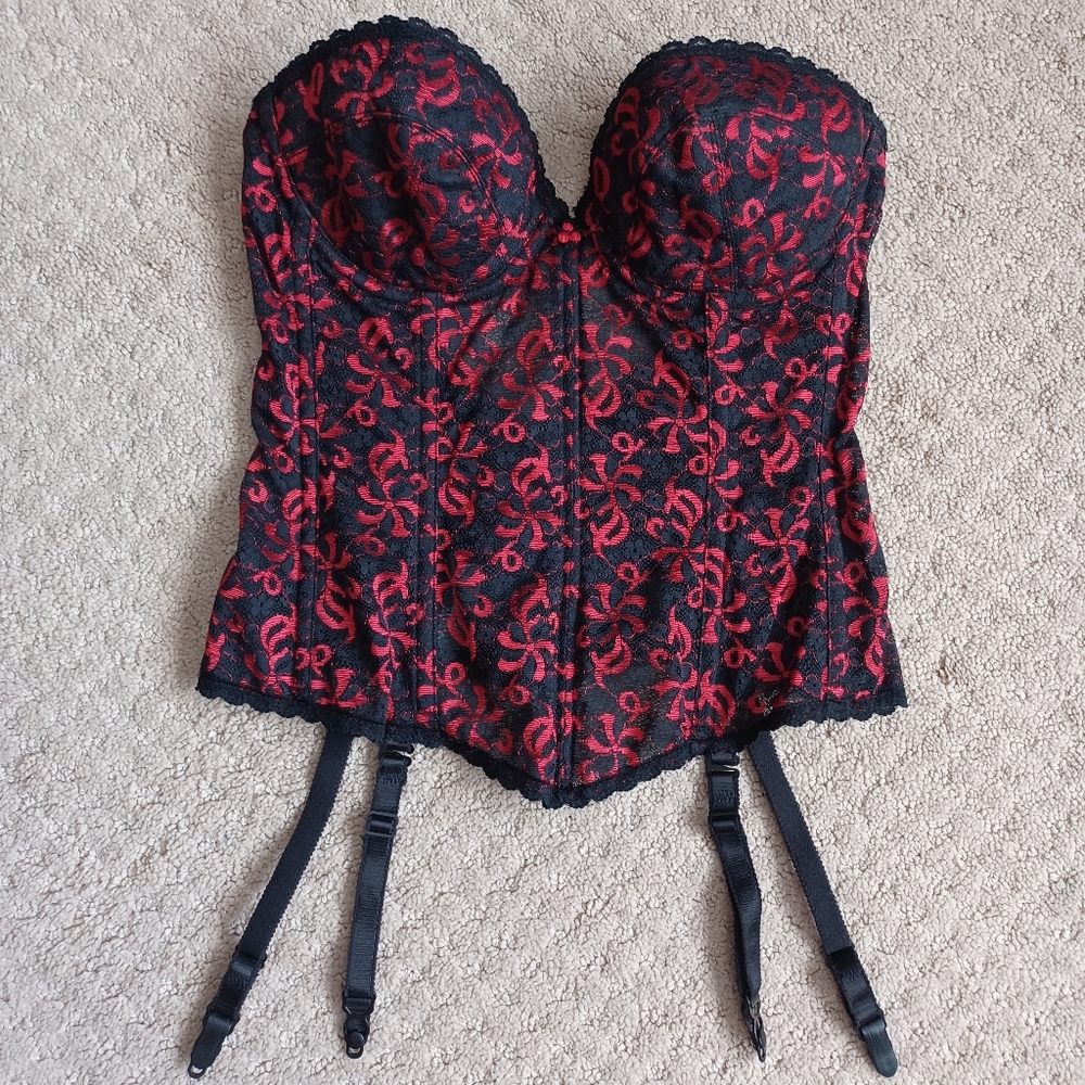 Women's Carnival 313 Brasselette Longline Bra - black/red (34C)